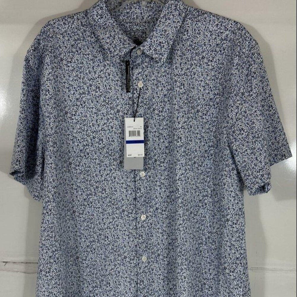 NWT Men's Perry Ellis Motion slim fit, moisture short-sleeved collared shirt, XL